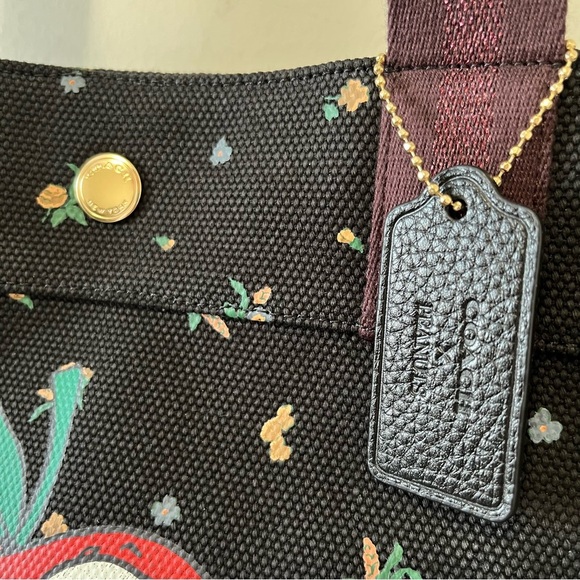 NWT Limited Edition Coach x Peanuts Snoopy Woodstock Black Floral Apple Tote - Picture 5 of 11